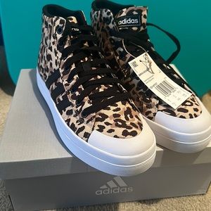 Adidas high top leopard women’s sneakers.
